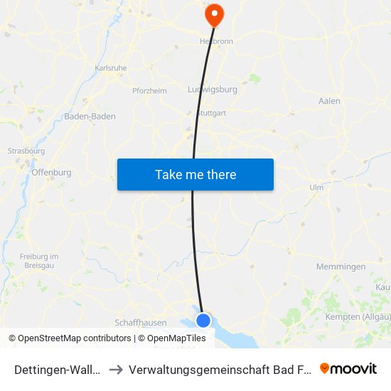 Dettingen-Wallhausen to Verwaltungsgemeinschaft Bad Friedrichshall map