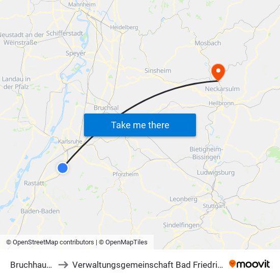 Bruchhausen to Verwaltungsgemeinschaft Bad Friedrichshall map