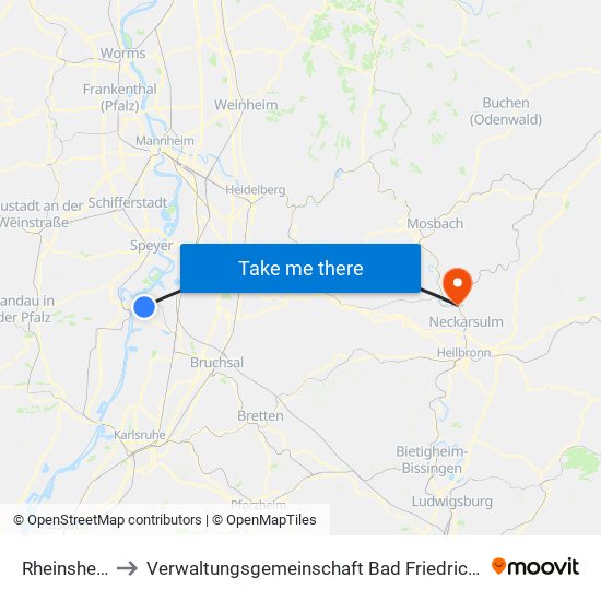 Rheinsheim to Verwaltungsgemeinschaft Bad Friedrichshall map
