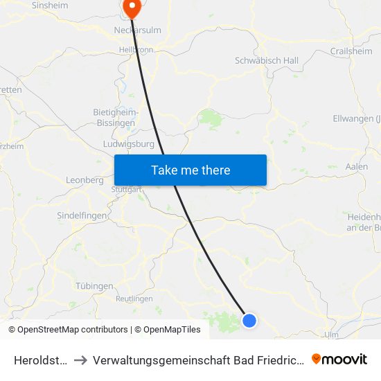 Heroldstatt to Verwaltungsgemeinschaft Bad Friedrichshall map