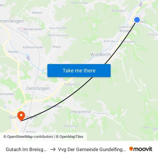 Gutach Im Breisgau to Vvg Der Gemeinde Gundelfingen map