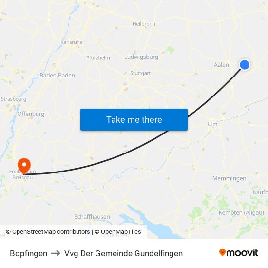 Bopfingen to Vvg Der Gemeinde Gundelfingen map