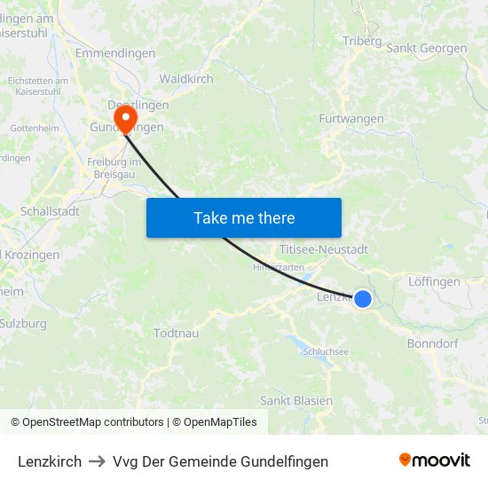 Lenzkirch to Vvg Der Gemeinde Gundelfingen map