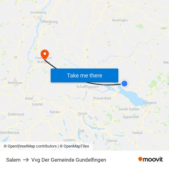 Salem to Vvg Der Gemeinde Gundelfingen map