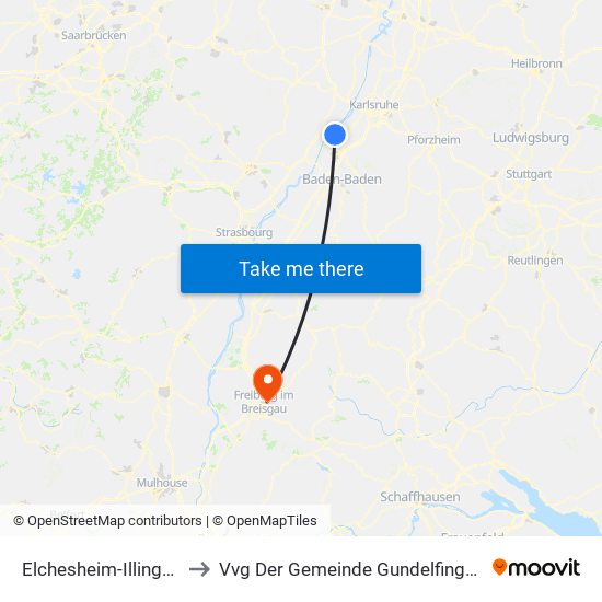 Elchesheim-Illingen to Vvg Der Gemeinde Gundelfingen map