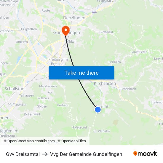 Gvv Dreisamtal to Vvg Der Gemeinde Gundelfingen map