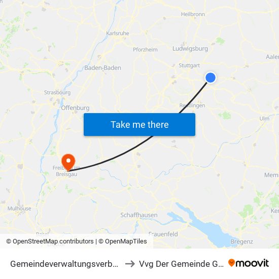 Gemeindeverwaltungsverband Plochingen to Vvg Der Gemeinde Gundelfingen map