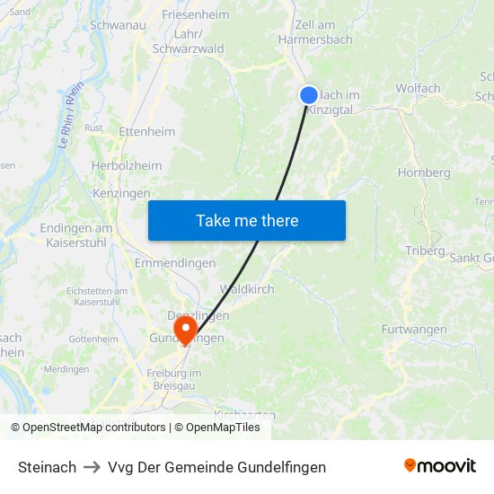 Steinach to Vvg Der Gemeinde Gundelfingen map