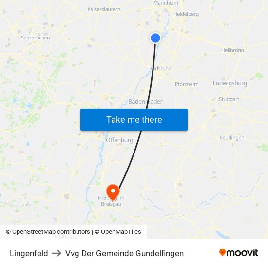 Lingenfeld to Vvg Der Gemeinde Gundelfingen map