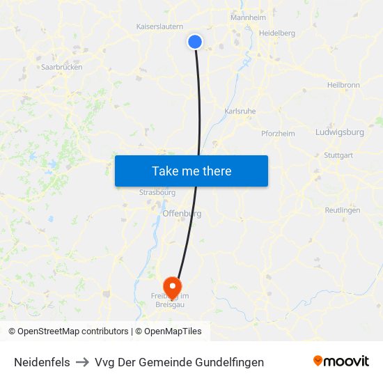 Neidenfels to Vvg Der Gemeinde Gundelfingen map