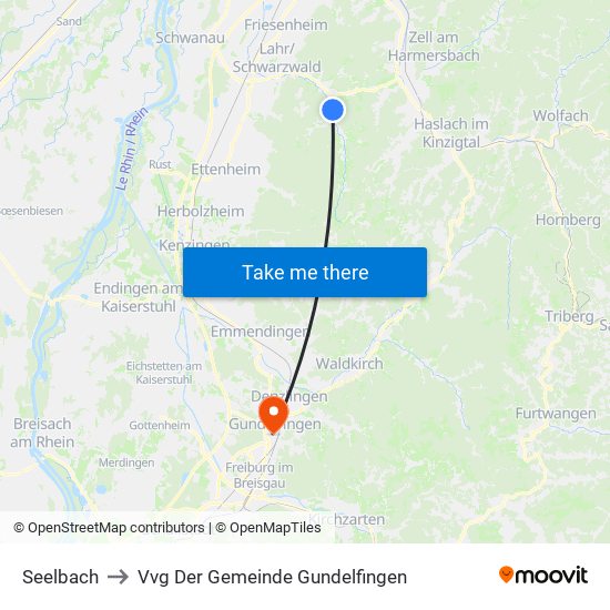 Seelbach to Vvg Der Gemeinde Gundelfingen map