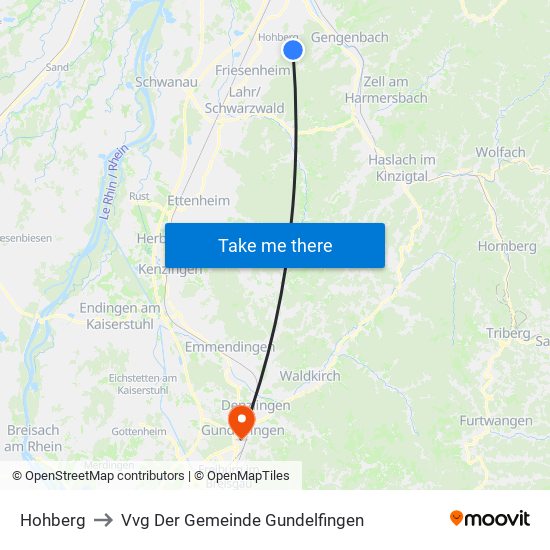 Hohberg to Vvg Der Gemeinde Gundelfingen map