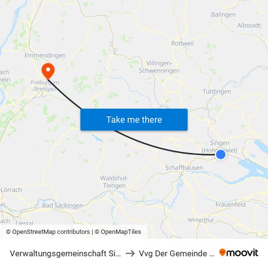 Verwaltungsgemeinschaft Singen (Hohentwiel) to Vvg Der Gemeinde Gundelfingen map