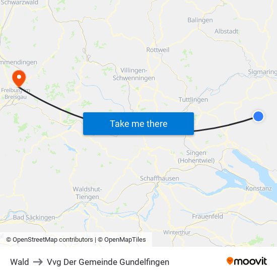 Wald to Vvg Der Gemeinde Gundelfingen map