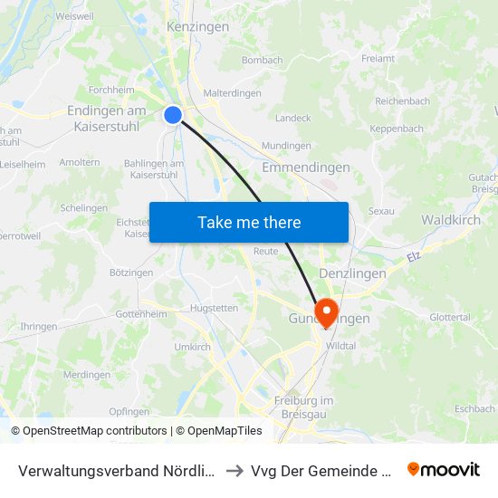 Verwaltungsverband Nördlicher Kaiserstuhl to Vvg Der Gemeinde Gundelfingen map