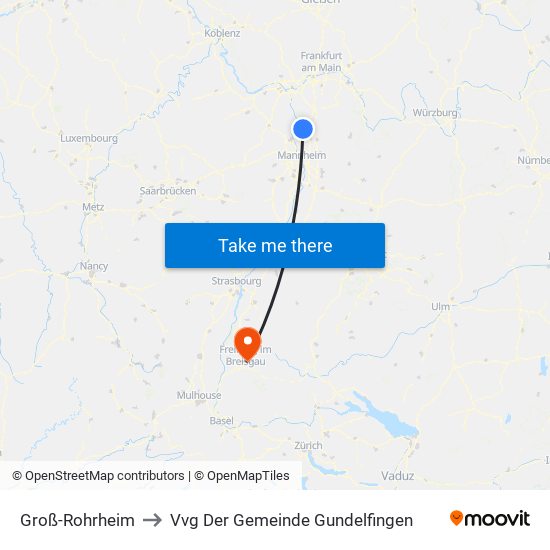 Groß-Rohrheim to Vvg Der Gemeinde Gundelfingen map