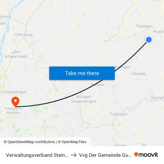 Verwaltungsverband Steinlach-Wiesaz to Vvg Der Gemeinde Gundelfingen map