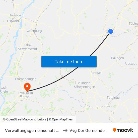 Verwaltungsgemeinschaft Horb am Neckar to Vvg Der Gemeinde Gundelfingen map