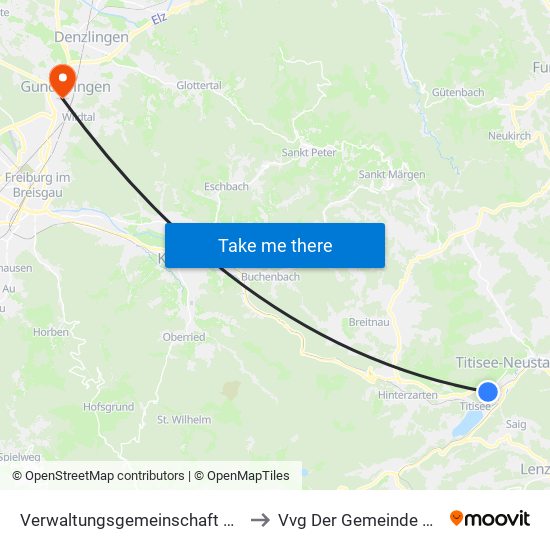 Verwaltungsgemeinschaft Titisee-Neustadt to Vvg Der Gemeinde Gundelfingen map