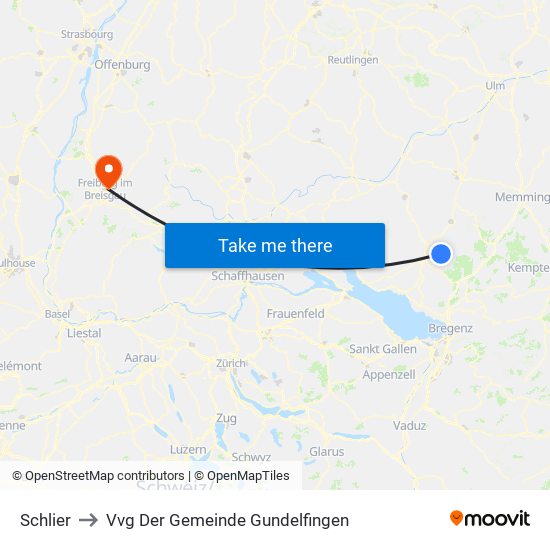 Schlier to Vvg Der Gemeinde Gundelfingen map