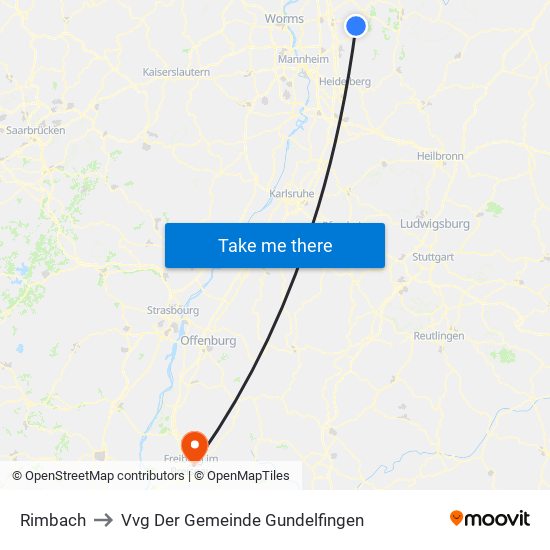 Rimbach to Vvg Der Gemeinde Gundelfingen map