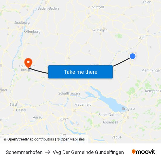 Schemmerhofen to Vvg Der Gemeinde Gundelfingen map