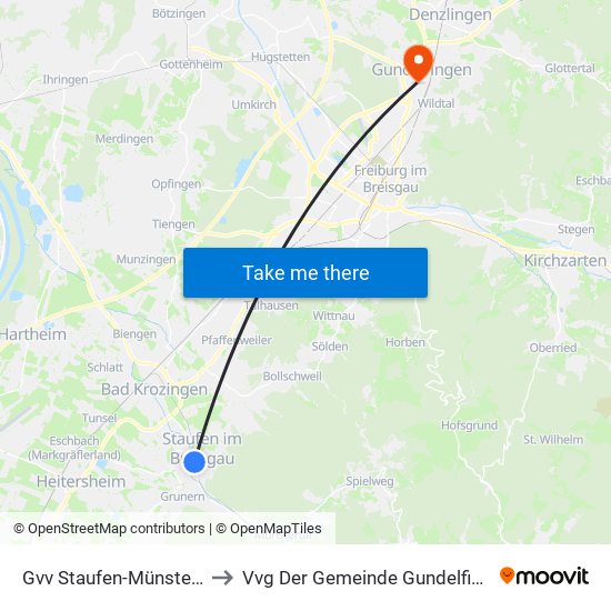 Gvv Staufen-Münstertal to Vvg Der Gemeinde Gundelfingen map