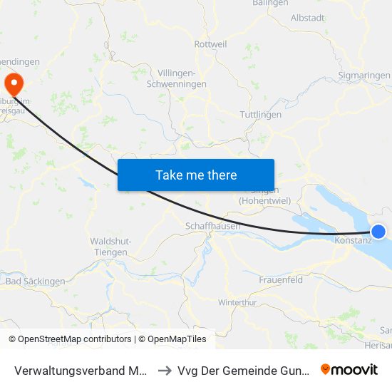 Verwaltungsverband Meersburg to Vvg Der Gemeinde Gundelfingen map