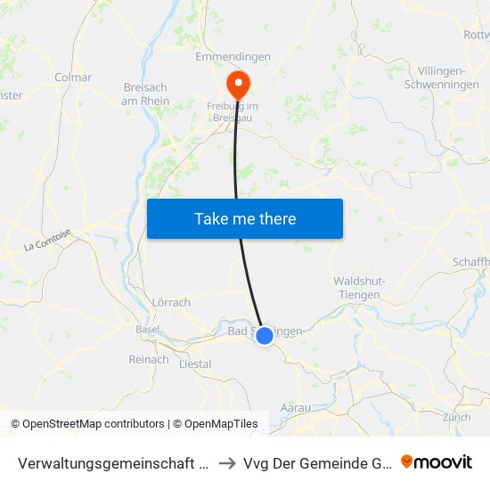 Verwaltungsgemeinschaft Bad Säckingen to Vvg Der Gemeinde Gundelfingen map