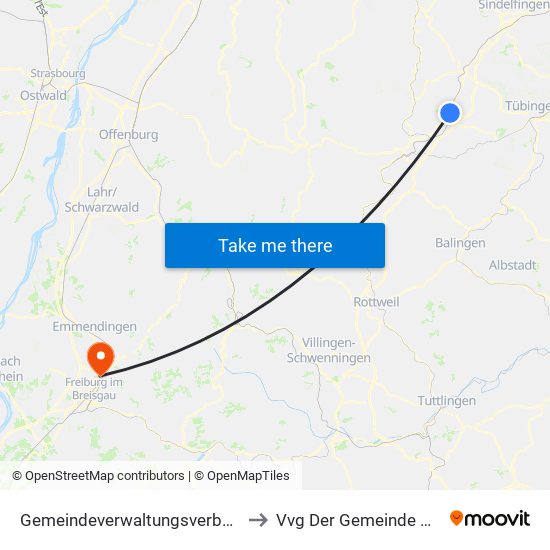 Gemeindeverwaltungsverband Oberes Gäu to Vvg Der Gemeinde Gundelfingen map