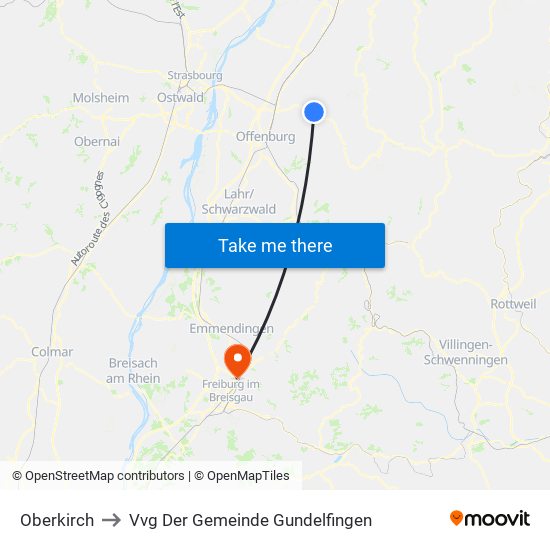 Oberkirch to Vvg Der Gemeinde Gundelfingen map