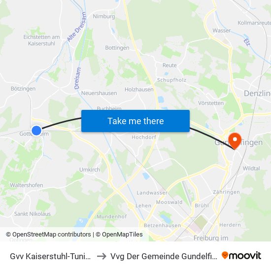 Gvv Kaiserstuhl-Tuniberg to Vvg Der Gemeinde Gundelfingen map