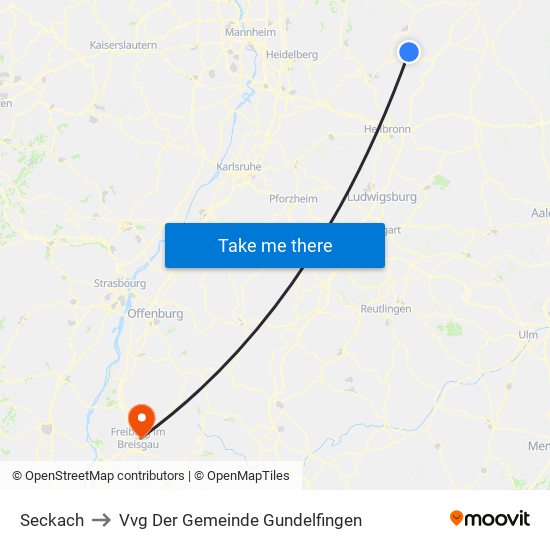 Seckach to Vvg Der Gemeinde Gundelfingen map