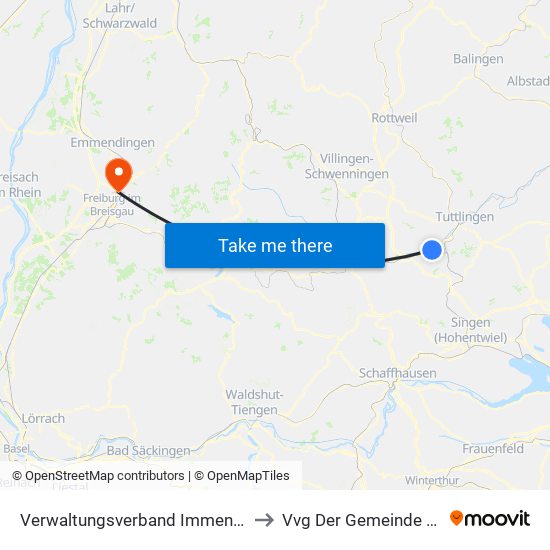 Verwaltungsverband Immendingen-Geisingen to Vvg Der Gemeinde Gundelfingen map