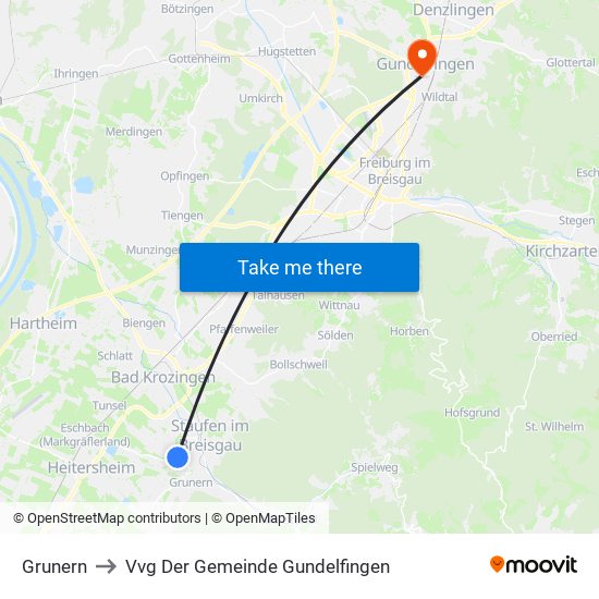 Grunern to Vvg Der Gemeinde Gundelfingen map