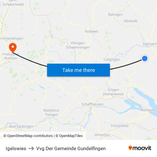 Igelswies to Vvg Der Gemeinde Gundelfingen map