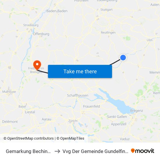 Gemarkung Bechingen to Vvg Der Gemeinde Gundelfingen map