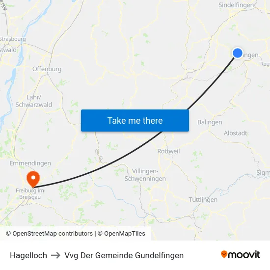 Hagelloch to Vvg Der Gemeinde Gundelfingen map
