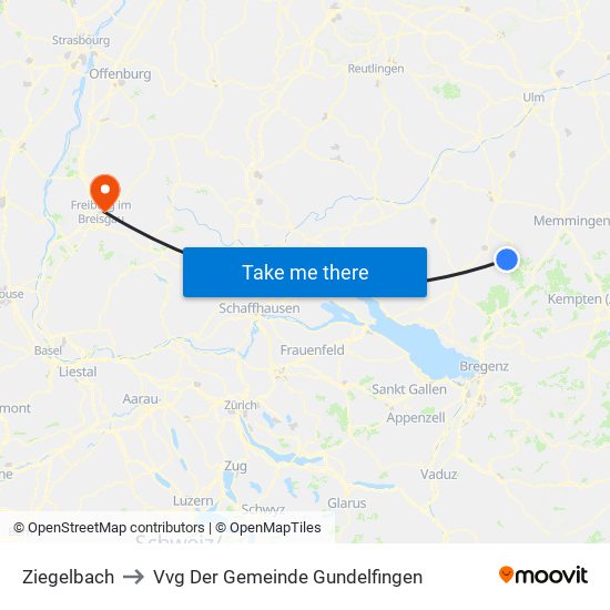 Ziegelbach to Vvg Der Gemeinde Gundelfingen map