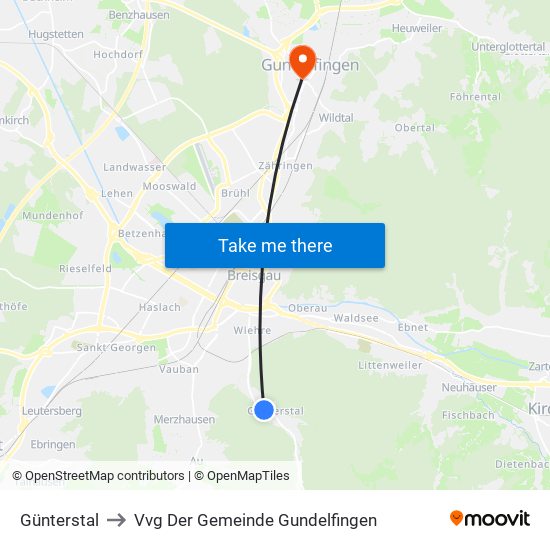 Günterstal to Vvg Der Gemeinde Gundelfingen map