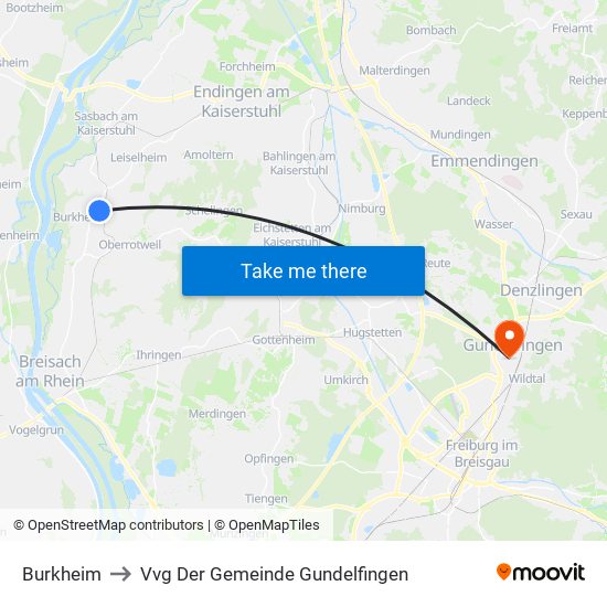 Burkheim to Vvg Der Gemeinde Gundelfingen map