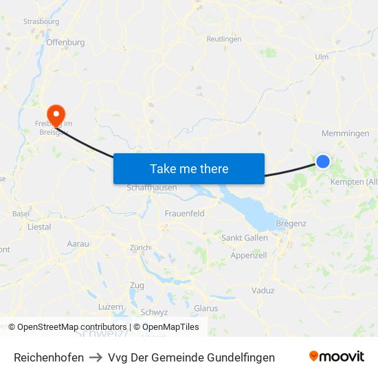 Reichenhofen to Vvg Der Gemeinde Gundelfingen map