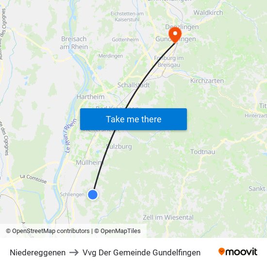 Niedereggenen to Vvg Der Gemeinde Gundelfingen map