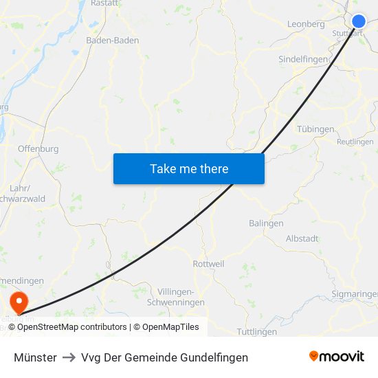 Münster to Vvg Der Gemeinde Gundelfingen map