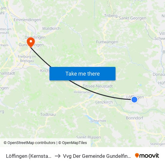 Löffingen (Kernstadt) to Vvg Der Gemeinde Gundelfingen map