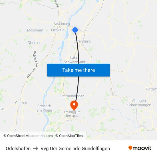 Odelshofen to Vvg Der Gemeinde Gundelfingen map