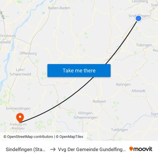 Sindelfingen (Stadt) to Vvg Der Gemeinde Gundelfingen map