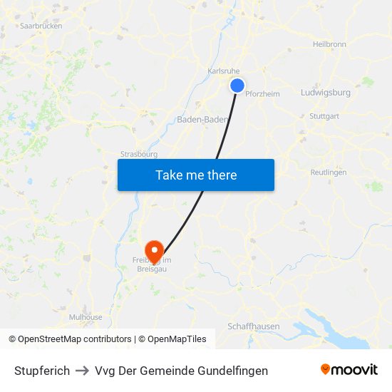 Stupferich to Vvg Der Gemeinde Gundelfingen map