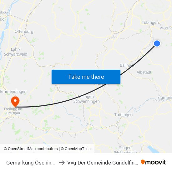 Gemarkung Öschingen to Vvg Der Gemeinde Gundelfingen map