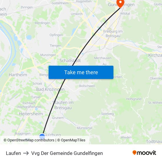 Laufen to Vvg Der Gemeinde Gundelfingen map